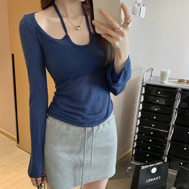 【春夏新作】胸リボンデコルテ空きシアートップス | LADY LIKE  | 詳細画像16 