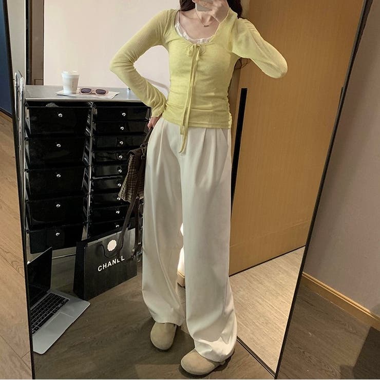 【春夏新作】胸リボンデコルテ空きシアートップス | LADY LIKE  | 詳細画像8 