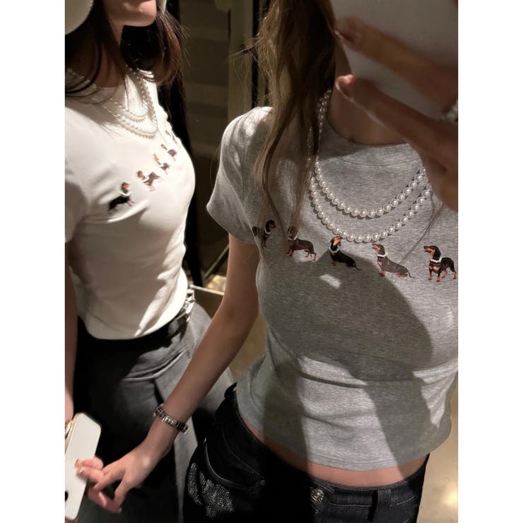 【春夏新作】ダックスプリント半袖Tシャツ | LADY LIKE  | 詳細画像1 