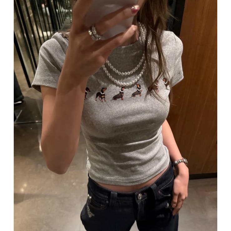 【春夏新作】ダックスプリント半袖Tシャツ | LADY LIKE  | 詳細画像5 