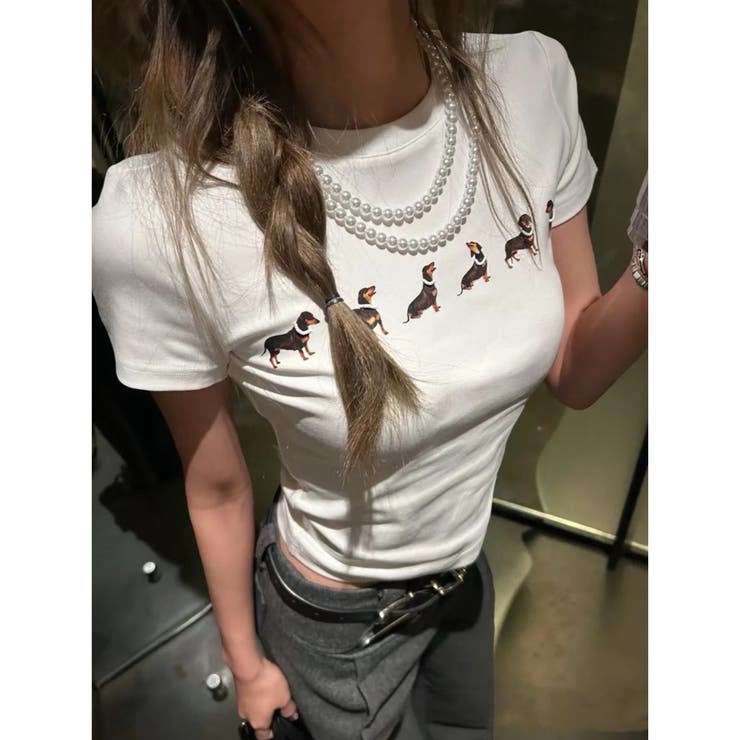 【春夏新作】ダックスプリント半袖Tシャツ | LADY LIKE  | 詳細画像6 