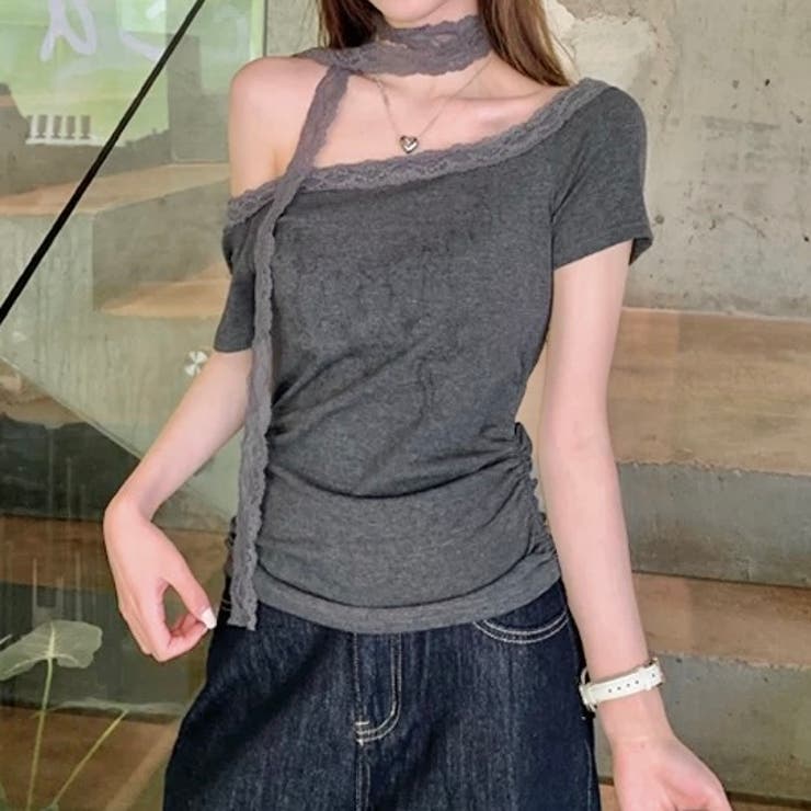 カール　新品チャコットサイドギャザーＴシャツ 他１点 楽天市場】サイド ギャザー クルーネック 半袖 Tシャツ 女性