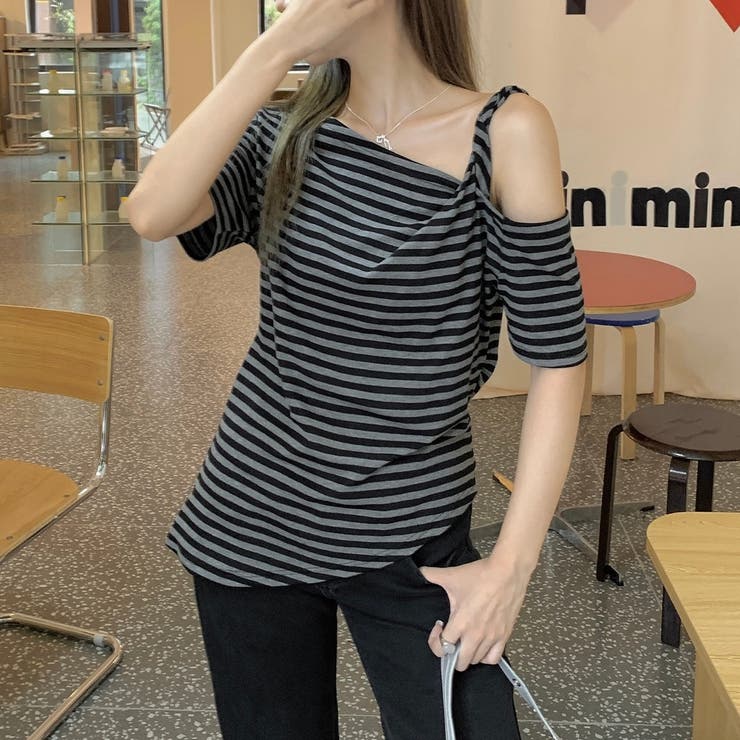 【春夏新作】ワンショルダーアシンメトリー半袖トップス | LADY LIKE  | 詳細画像25 