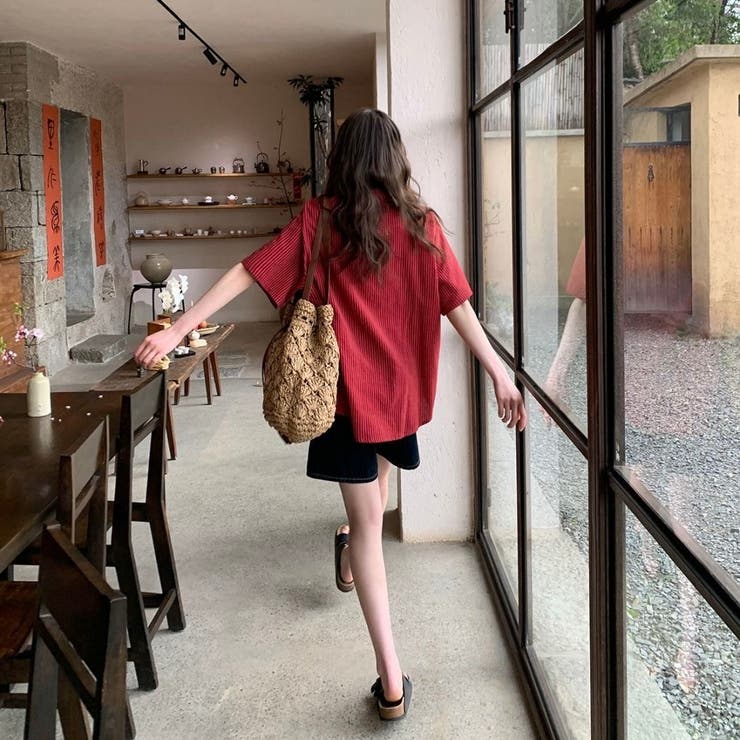 【春夏新作】ピンストライプゆったりオープンカラーシャツ | LADY LIKE  | 詳細画像12 