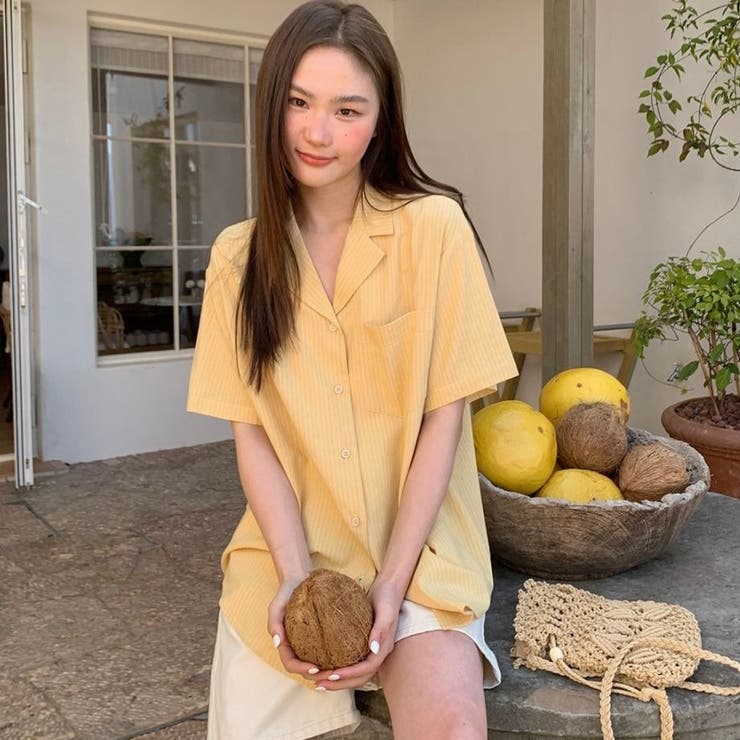 【春夏新作】ピンストライプゆったりオープンカラーシャツ | LADY LIKE  | 詳細画像13 