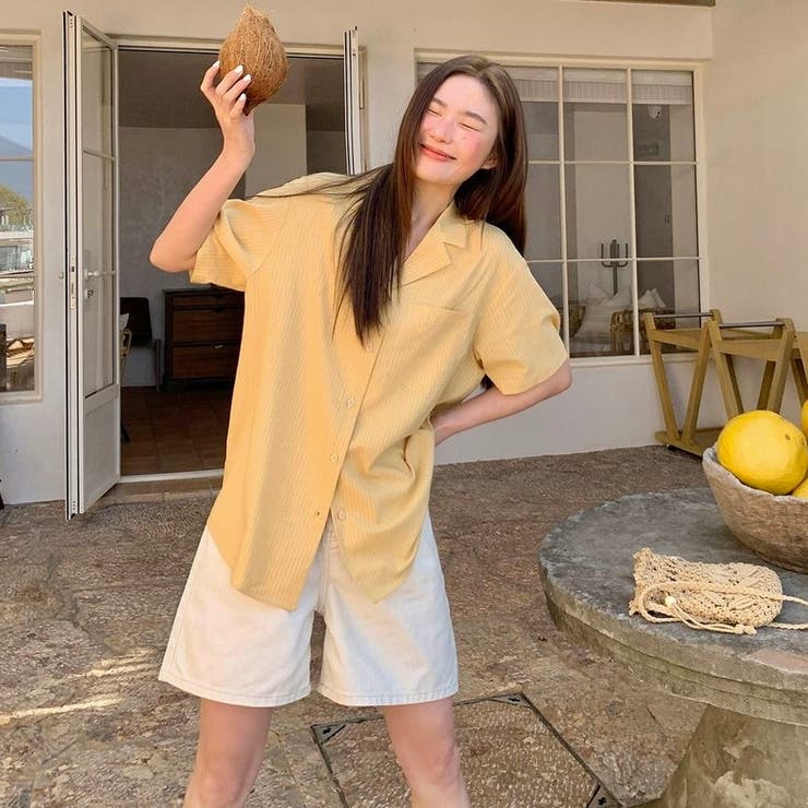 【春夏新作】ピンストライプゆったりオープンカラーシャツ | LADY LIKE  | 詳細画像16 