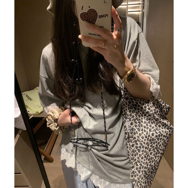 【春夏新作】レーストリミングゆったり半袖Tシャツ | LADY LIKE  | 詳細画像10 