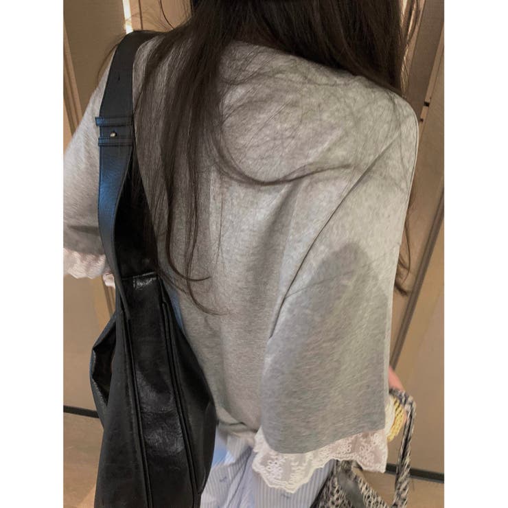 【春夏新作】レーストリミングゆったり半袖Tシャツ | LADY LIKE  | 詳細画像12 