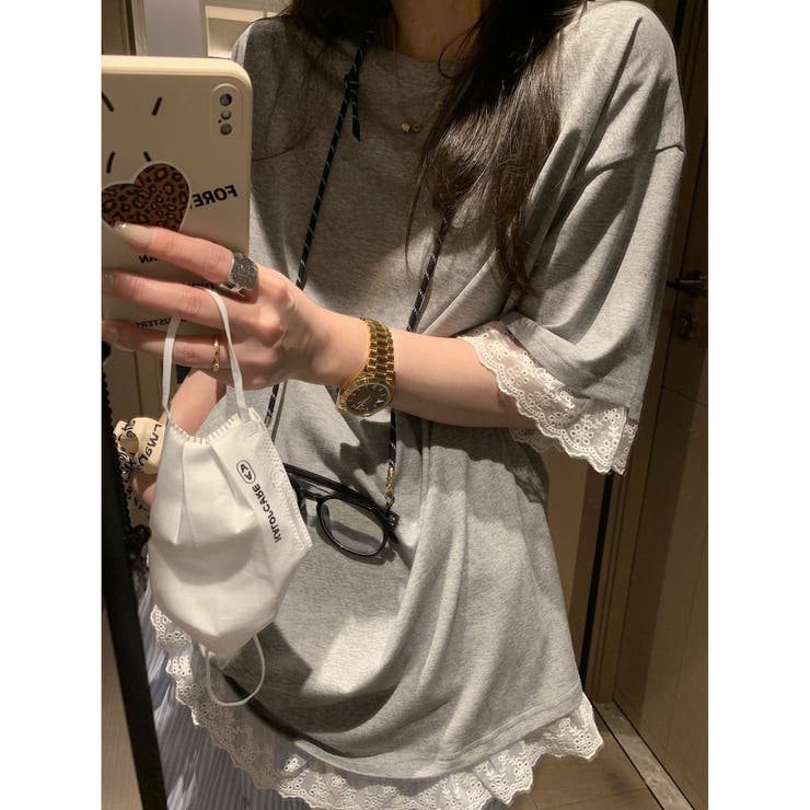 【春夏新作】レーストリミングゆったり半袖Tシャツ | LADY LIKE  | 詳細画像9 