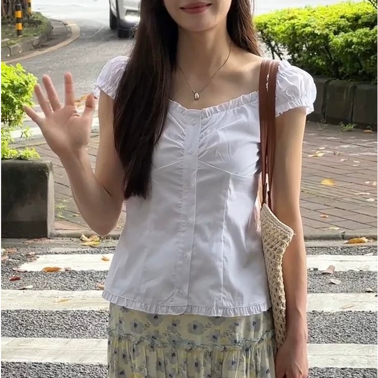 【春夏新作】ギャザー入りバックシャーリングトップス | LADY LIKE  | 詳細画像1 