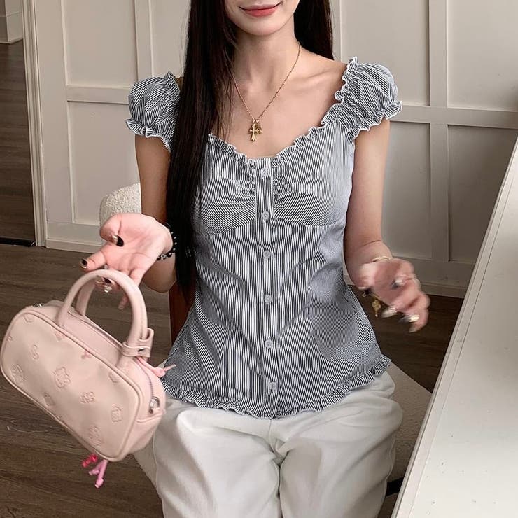 【春夏新作】ギャザー入りバックシャーリングトップス | LADY LIKE  | 詳細画像11 