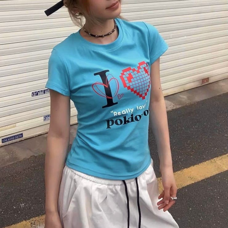 tシャツ LLIC PRINT T-SHIRT レディース Achic tシャツ オーバーサイズロゴTシャツ レディース