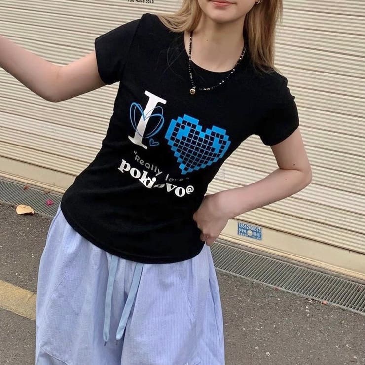 tシャツ LLIC PRINT T-SHIRT レディース 春夏新作】I LOVEプリントTシャツ[品番：SHNW0012616]｜LADY