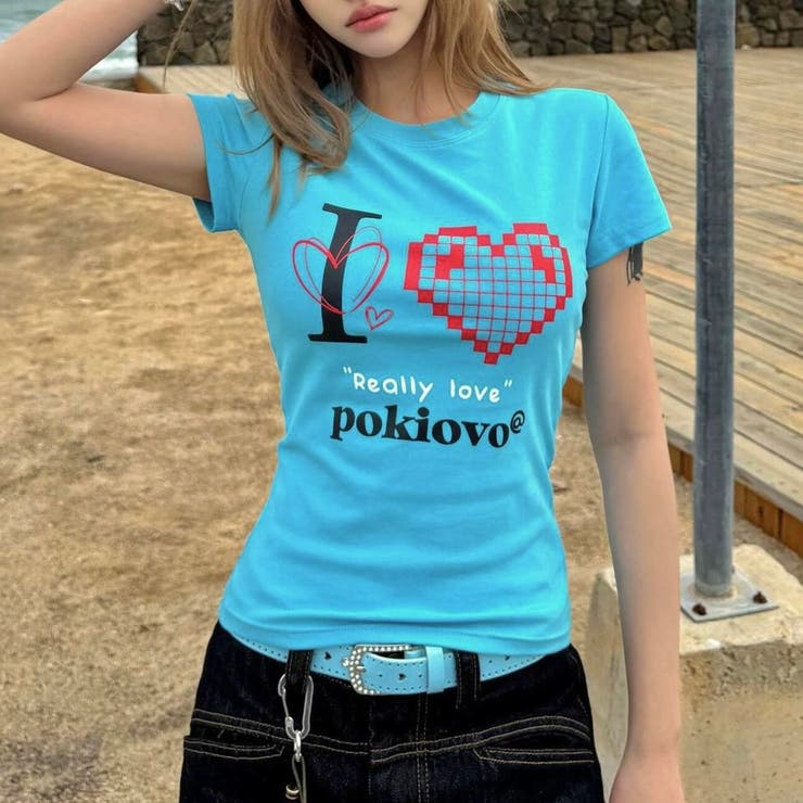 tシャツ LLIC PRINT T-SHIRT レディース 春夏新作】I LOVEプリントTシャツ[品番：SHNW0012616]｜LADY