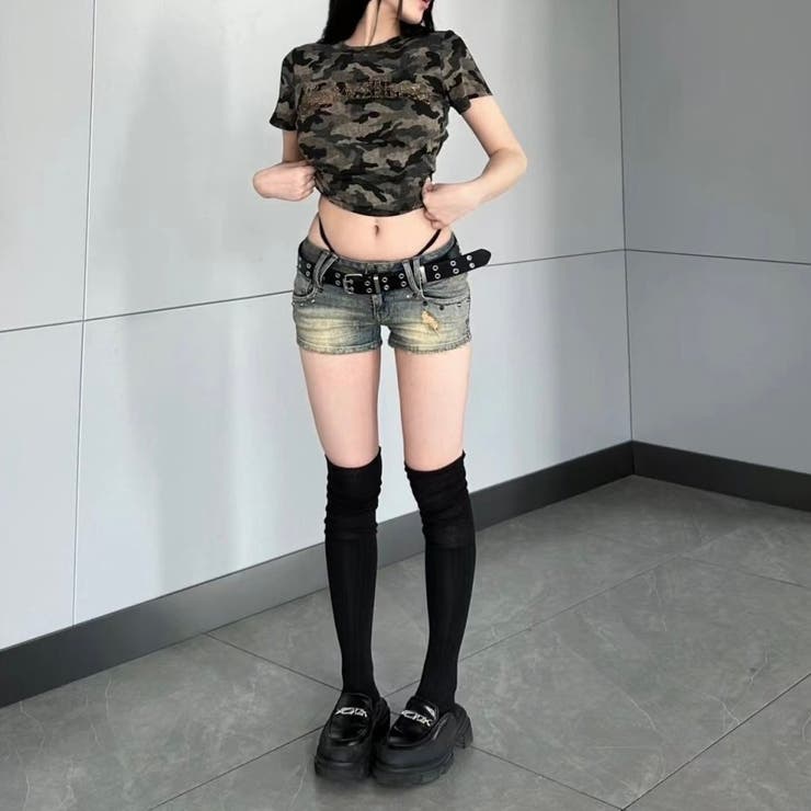 ミニラインストーンロゴカモフラTシャツ | LADY LIKE  | 詳細画像5 