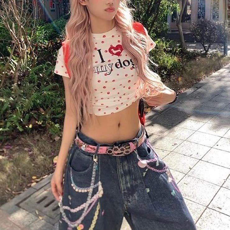 【春夏新作】Dog足跡柄半袖Tシャツ | LADY LIKE  | 詳細画像14