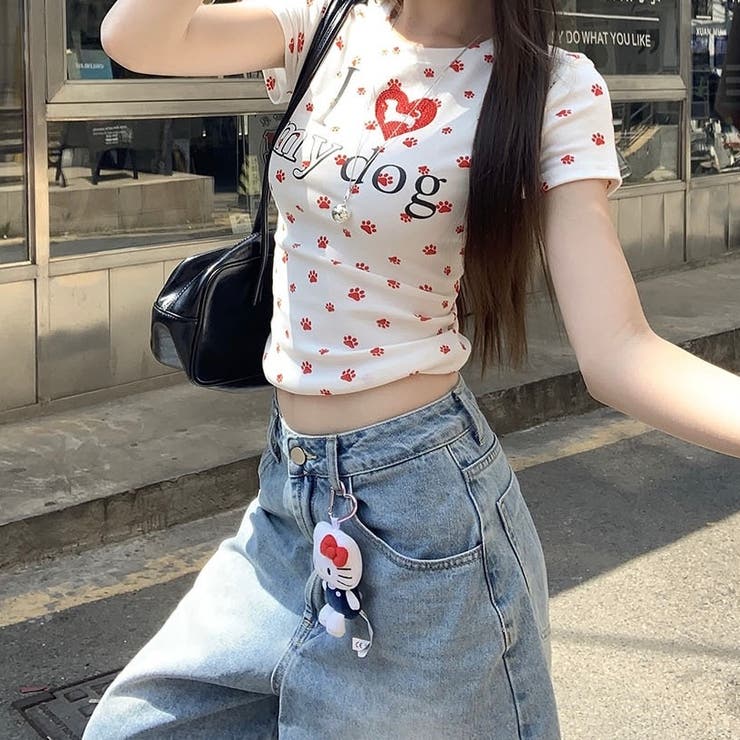 【春夏新作】Dog足跡柄半袖Tシャツ | LADY LIKE  | 詳細画像17