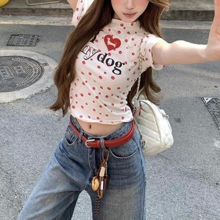 【春夏新作】Dog足跡柄半袖Tシャツ | LADY LIKE  | 詳細画像23