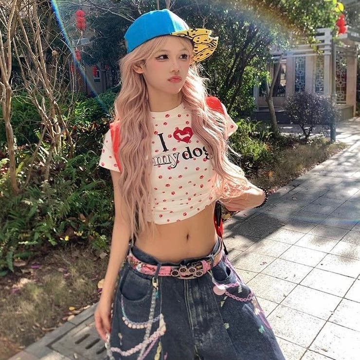 【春夏新作】Dog足跡柄半袖Tシャツ | LADY LIKE  | 詳細画像7