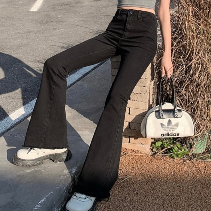 裾フリンジフレアーデニム フレアパンツ パンツ | LADY LIKE  | 詳細画像18 