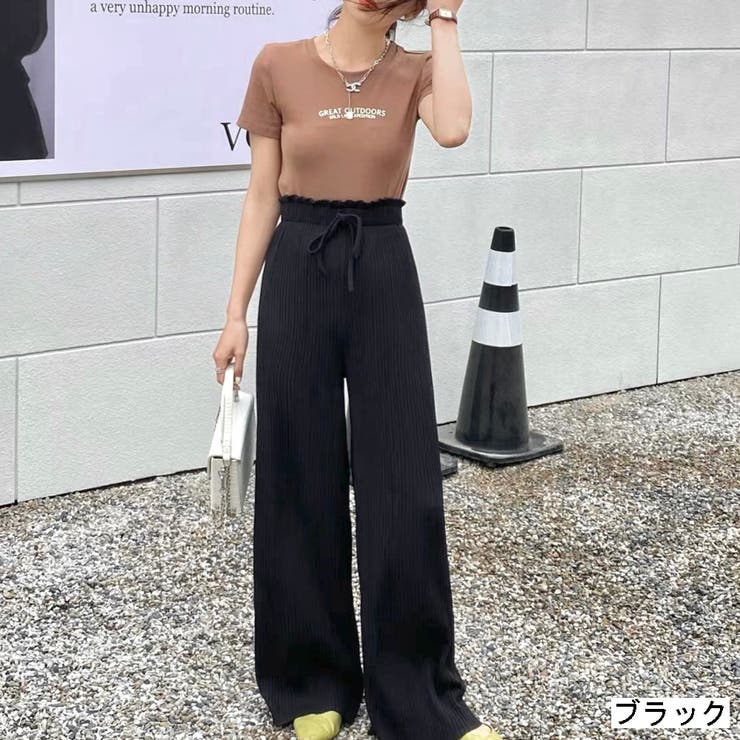 ブラック | ミニプリーツワイドパンツ | LADY LIKE 