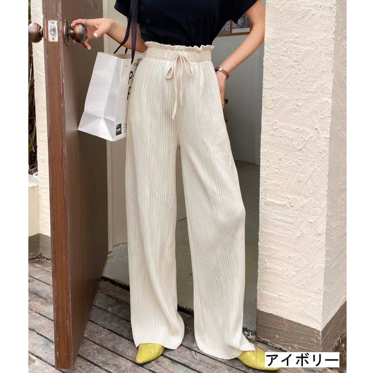 アイボリー | ミニプリーツワイドパンツ | LADY LIKE 