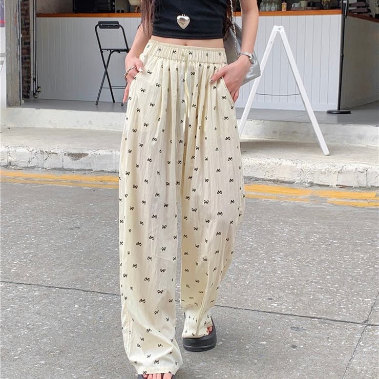 ミニリボン柄ワイドイージーパンツ | LADY LIKE  | 詳細画像13 