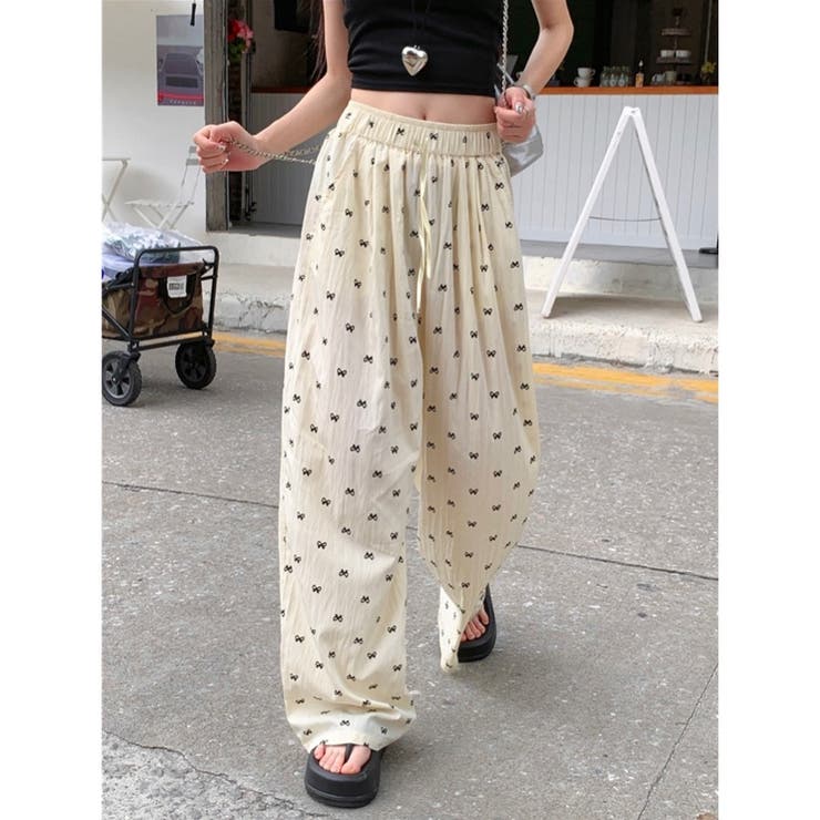 ミニリボン柄ワイドイージーパンツ | LADY LIKE  | 詳細画像14 