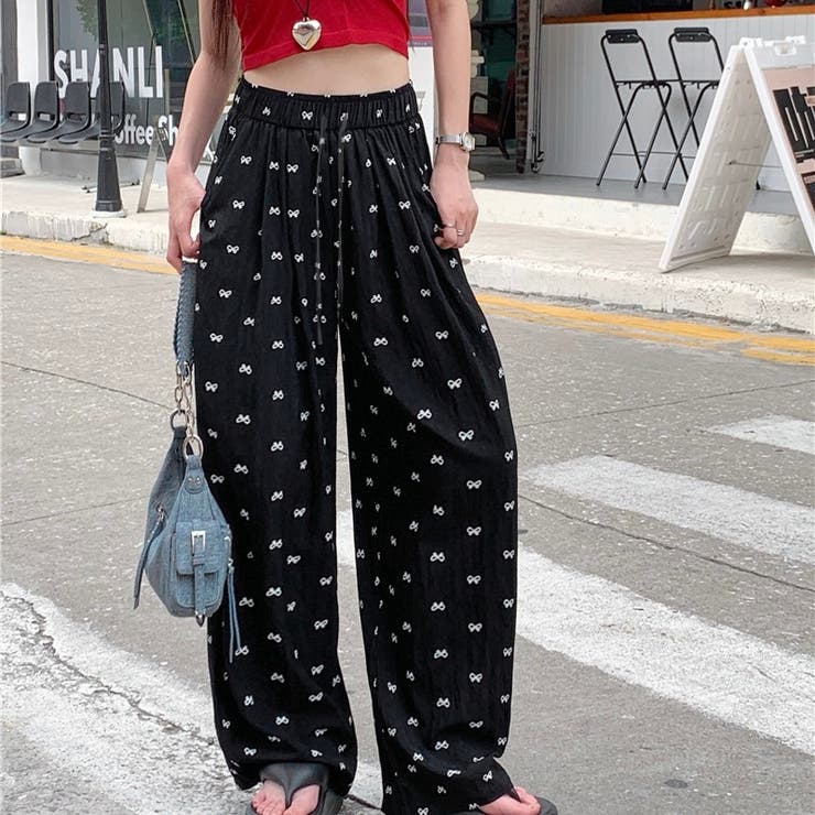 ミニリボン柄ワイドイージーパンツ | LADY LIKE  | 詳細画像4 