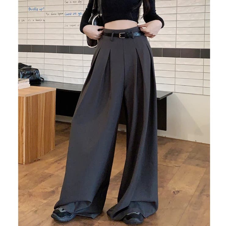 【ほぼ未使用/新作】ELENDEEKワイドパンツ プリーツ入り01サイズ ELENDEEK パンツ ブラーフラワープリントパンツ レディース