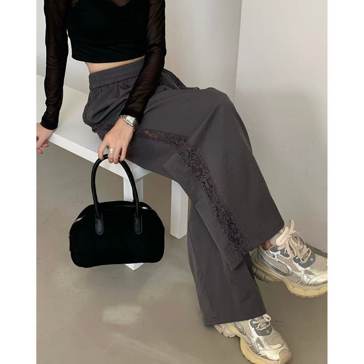 チャコールグレー | 【春夏新作】サイドレースワイドイージーパンツ | LADY LIKE 