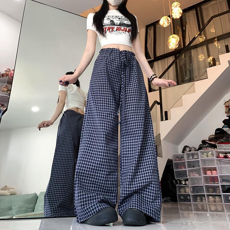 【春夏新作】チェック柄ワイドイージーパンツ | LADY LIKE  | 詳細画像10 