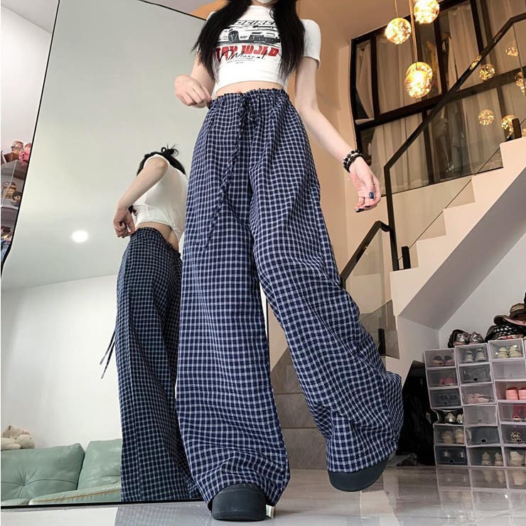 【春夏新作】チェック柄ワイドイージーパンツ | LADY LIKE  | 詳細画像11 