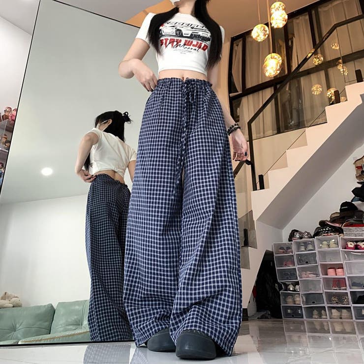 【春夏新作】チェック柄ワイドイージーパンツ | LADY LIKE  | 詳細画像12 