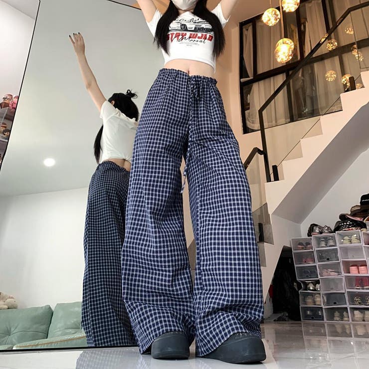 【春夏新作】チェック柄ワイドイージーパンツ | LADY LIKE  | 詳細画像13 