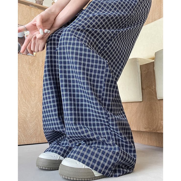 【春夏新作】チェック柄ワイドイージーパンツ | LADY LIKE  | 詳細画像14 