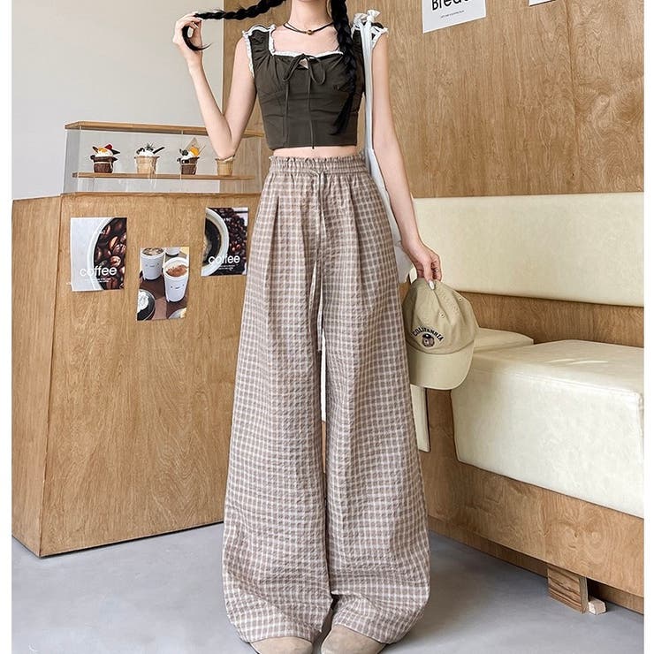 【春夏新作】チェック柄ワイドイージーパンツ | LADY LIKE  | 詳細画像15 