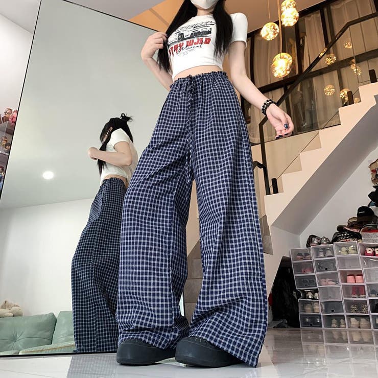 【春夏新作】チェック柄ワイドイージーパンツ | LADY LIKE  | 詳細画像9 