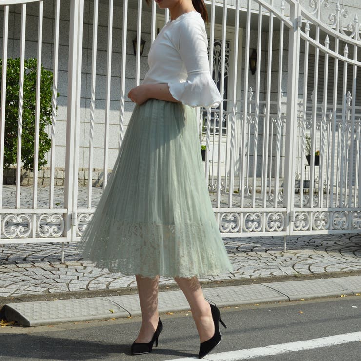 サテンプリーツチュールスカート レース フラワー 品番 Shnw Lady Like レディライク のレディースファッション通販 Shoplist ショップリスト