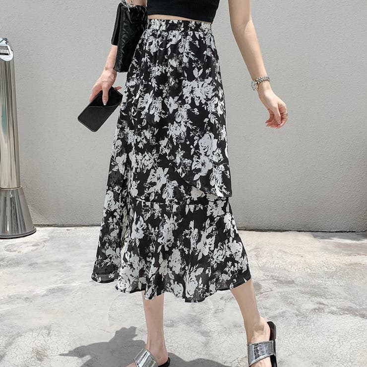 スリット入りアシンメトリー花柄スカート[品番：SHNW0009403]｜LADY  