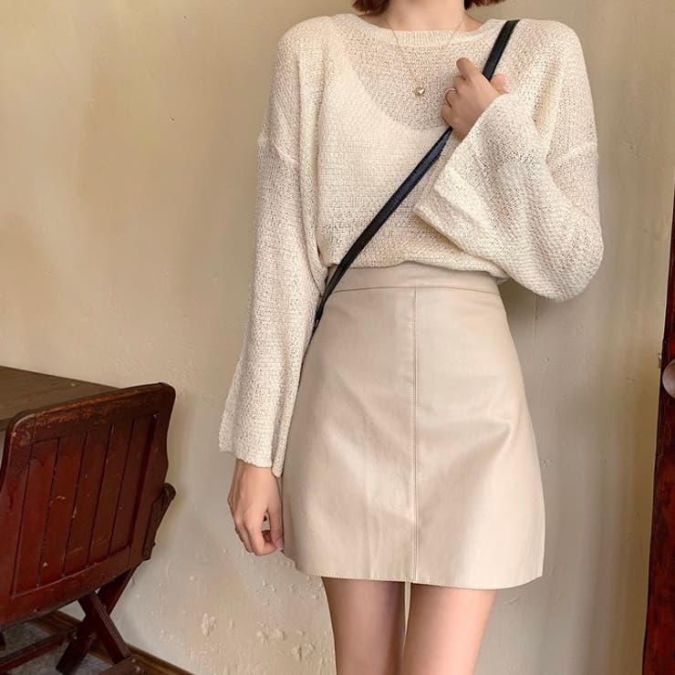 フェイクレザー台形ミニスカート | LADY LIKE  | 詳細画像10 