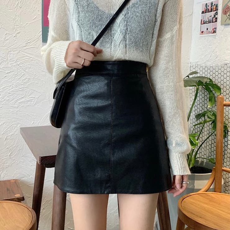 フェイクレザー台形ミニスカート | LADY LIKE  | 詳細画像2 