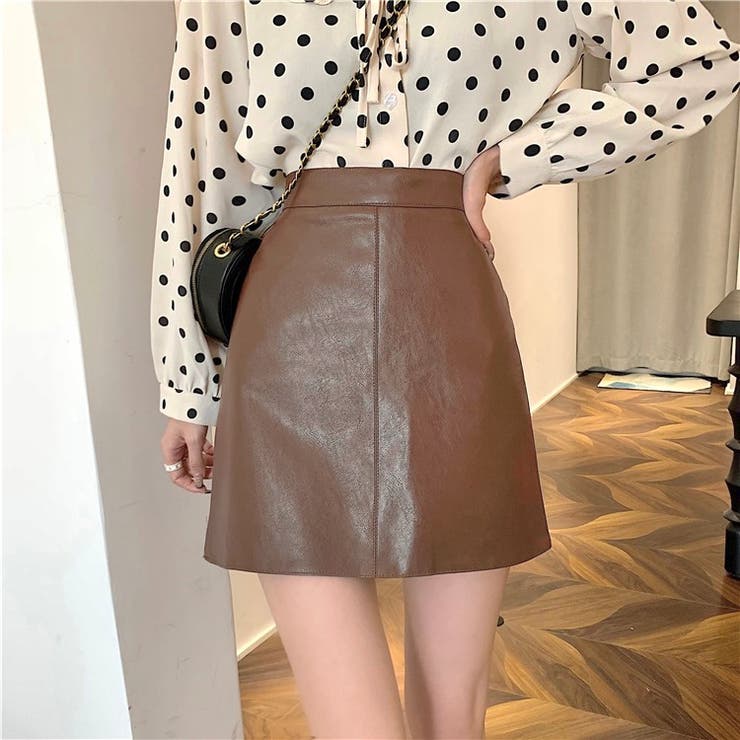 フェイクレザー台形ミニスカート | LADY LIKE  | 詳細画像20 