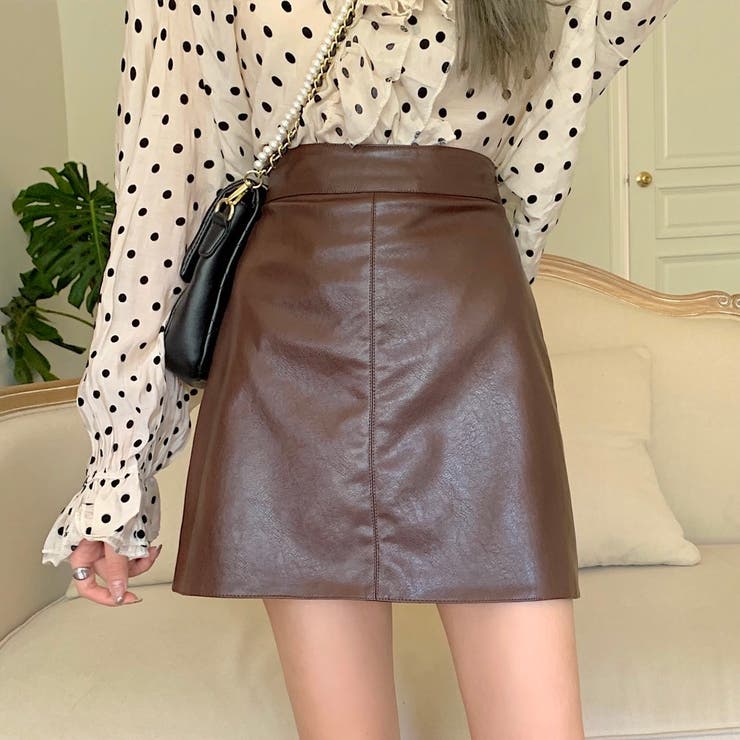 フェイクレザー台形ミニスカート | LADY LIKE  | 詳細画像21 