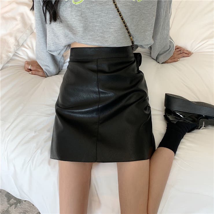 フェイクレザー台形ミニスカート | LADY LIKE  | 詳細画像26 