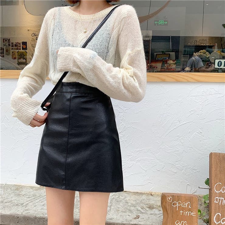 フェイクレザー台形ミニスカート | LADY LIKE  | 詳細画像5 