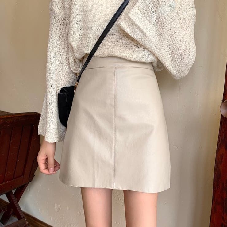 フェイクレザー台形ミニスカート | LADY LIKE  | 詳細画像8 