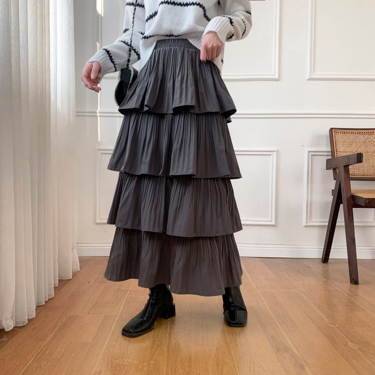 4段重ねロングスカート[品番：SHNW0010401]｜LADY LIKE （レディライク