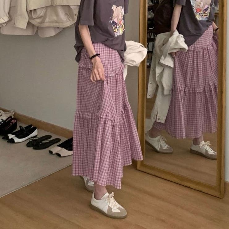 ミニチェック柄3段ティアードロングスカート | LADY LIKE  | 詳細画像5 