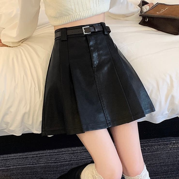 未使用 NAOKO TAKAI プリーツスカート レザーベルト 異素材切替 F 未使用 NAOKO TAKAI プリーツスカート レザーベルト 異素材切替 F